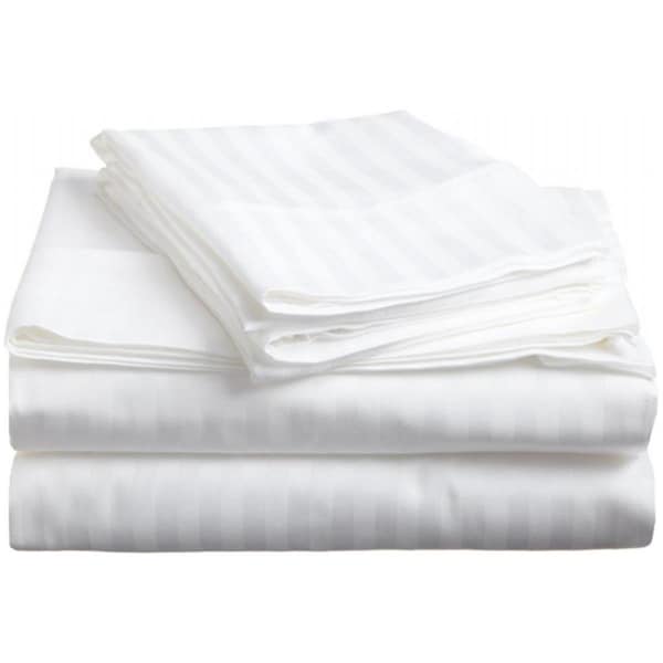 Superior 400 Thread Count Egyptian Cotton Twin XL Sheet Set Stripe White 400XLSH STWH - main